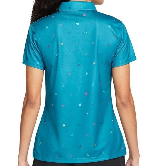 NWT Nike Women's Dri-FIT Victory Printed Golf Polo Bright Spruce/Washed Teal - Picture 2 of 6